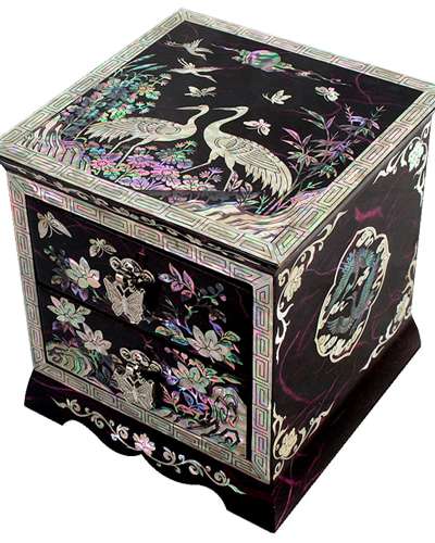 斜線2段引き出し 松鶴 (宝石箱)