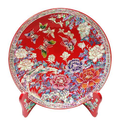 Round Tray Mini Peony Red