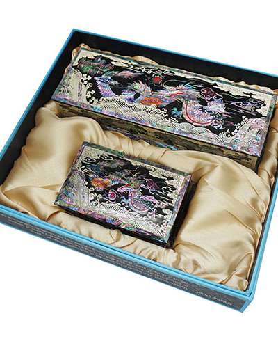 斜線名刺函セット 龍 黒