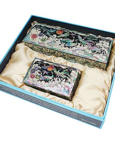 斜線名刺筆記具セット 松鶴3 黒
