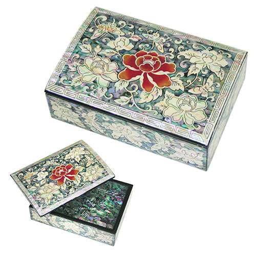 Separated Colored Mother-of-Pearl Business Card Holder Medium Peony