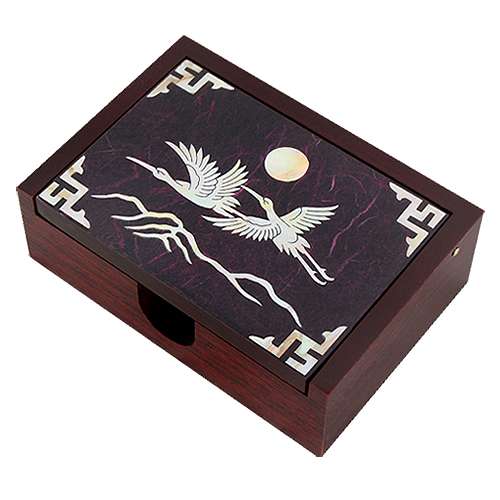 Lacquerware Business Card Box with Hanji and Crane Inlay Design