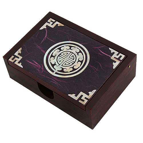 Mother-of-Pearl Lacquerware Korean Hanji Business Card Box - Traditional Pattern Bo Design