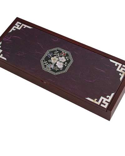 螺鈿漆器 韓紙 筆筒 八角梅花 補