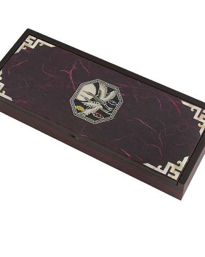 螺鈿漆器 韓紙 筆筒 八角松鶴 宝