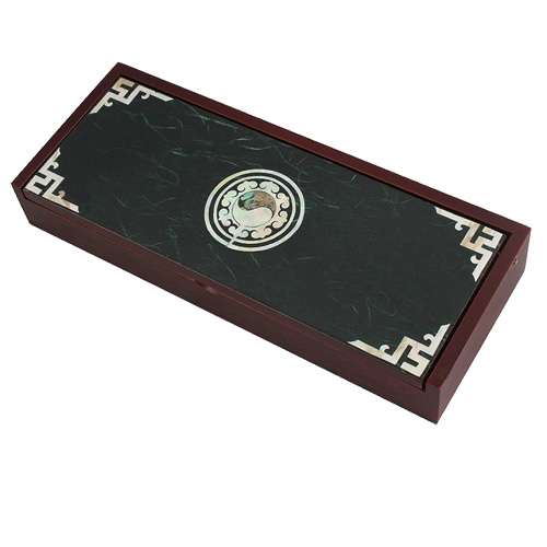 Mother-of-Pearl Lacquered Korean Paper Brush Case with Taegeuk Candle Pattern