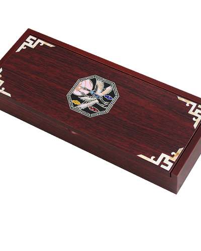螺鈿漆器 象嵌 筆函 八角松鶴