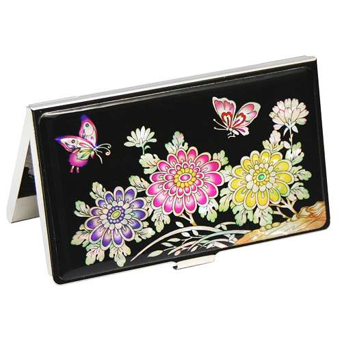 Mother-of-Pearl Lacquer Business Card Case - Chrysanthemum