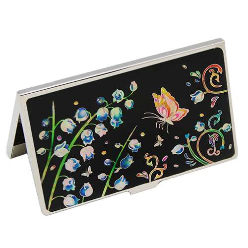 Lacquerware with Mother-of-Pearl Business Card Case - Bellflower