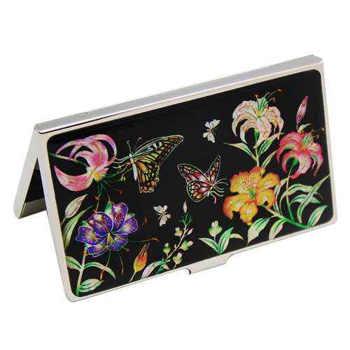 Nacre Inlay Lacquerware Business Card Case Nari Flower