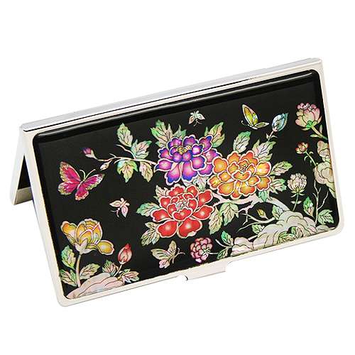 Mother-of-Pearl Lacquerware Business Card Case with Peony Flowers