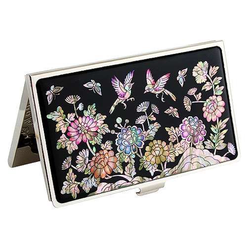 Mother-of-Pearl Lacquer Business Card Case - Flowers and Birds
