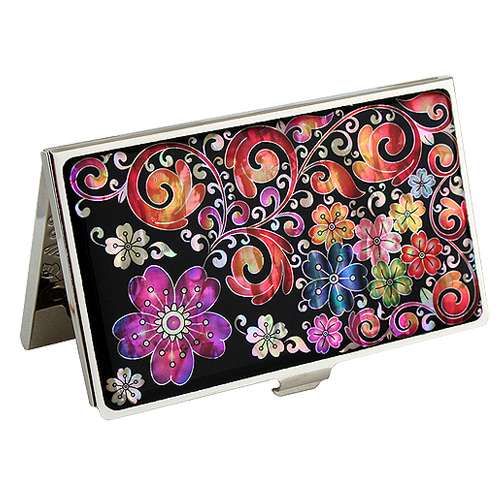 Nacre Lacquerware Business Card Case with Arabesque Plum Blossom