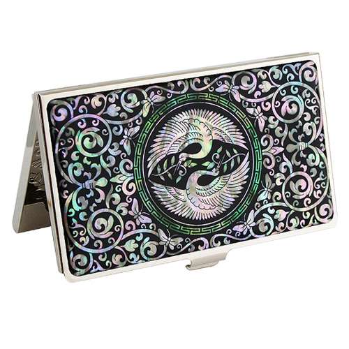 Mother-of-Pearl Lacquerware Business Card Case with Double Cranes