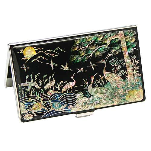 Naltajon Lacquerware Business Card Holder with Turtle and Crane