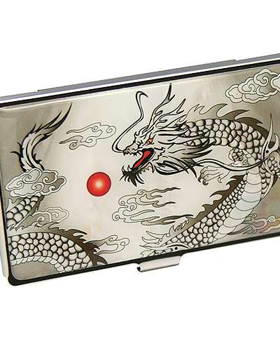 螺鈿漆器 名刺ケース 黒龍