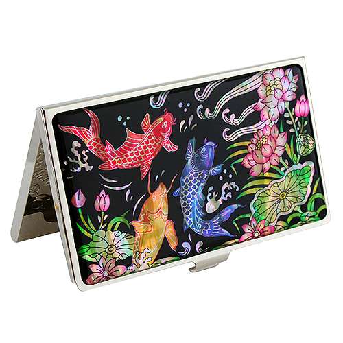 Mother-of-Pearl Lacquerware Business Card Case with Koi