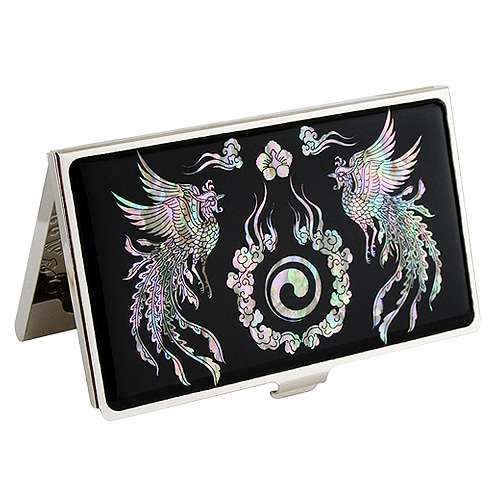 Lacquered Mother-of-Pearl Phoenix Business Card Case