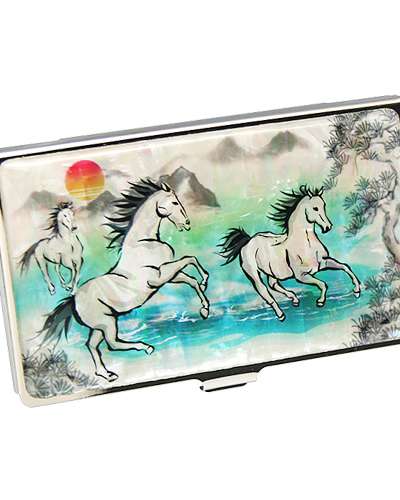 螺鈿漆器 名刺ケース 馬