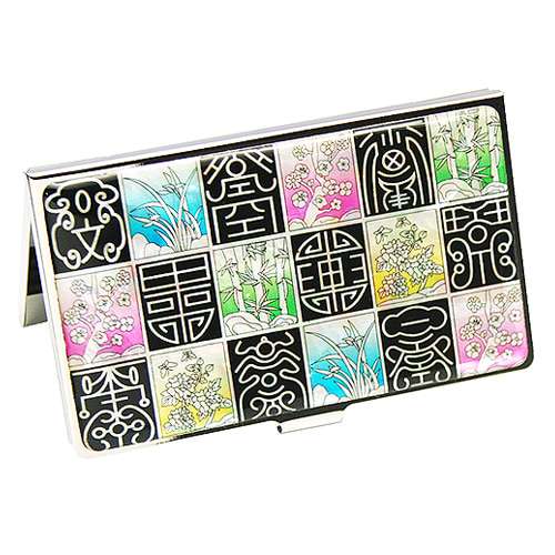 Mother-of-Pearl Lacquer Business Card Case with Sagittarius Design