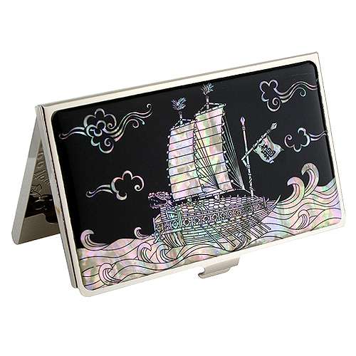 Mother-of-Pearl Lacquer Business Card Case - Turtle Ship