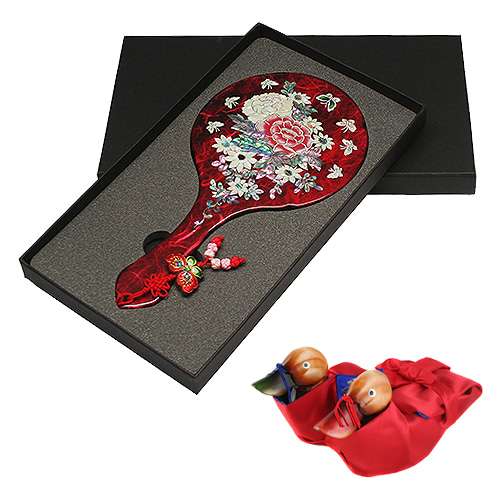 Mother-of-Pearl Princess Mirror Large Korean Paper Red