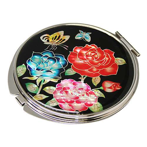 Mother-of-Pearl Hand Mirror Rose Black