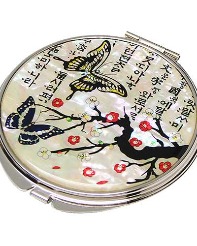螺鈿手鏡 梅と蝶1 白