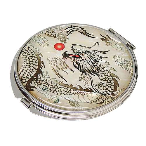 Mother-of-Pearl Hand Mirror - Black Dragon