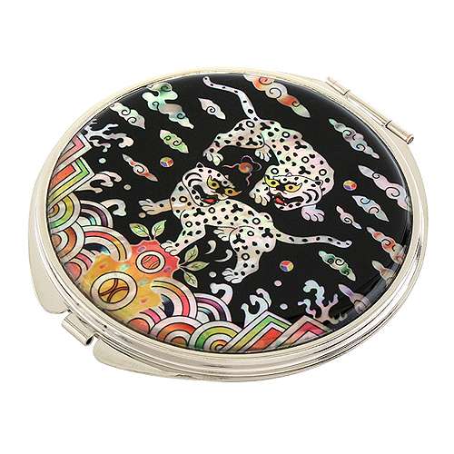 Mother-of-Pearl Hand Mirror with Paired Cranes and Auspicious Symbols