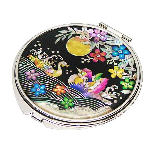 Mother-of-Pearl Hand Mirror with Mandarin Duck