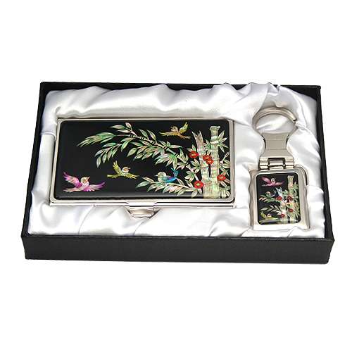 Mother-of-Pearl Business Card Case and Key Set (2 types) - Bamboo