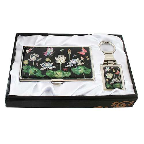 Shell Inlay Business Card Case 2 Types - Lotus Butterfly