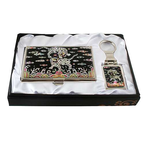 Mother-of-Pearl Business Card Case and Key Set (Ssanghohungbaepae)