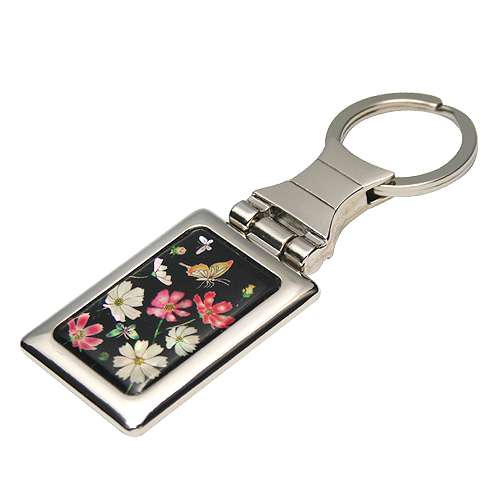 Mother-of-Pearl Square Keyring Cosmos