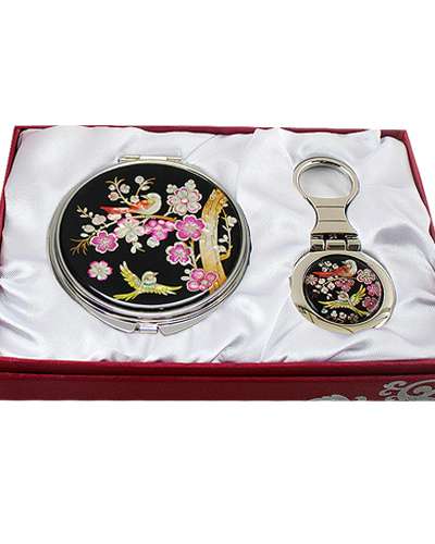 螺鈿鏡 キーリング 2種セット 梅花