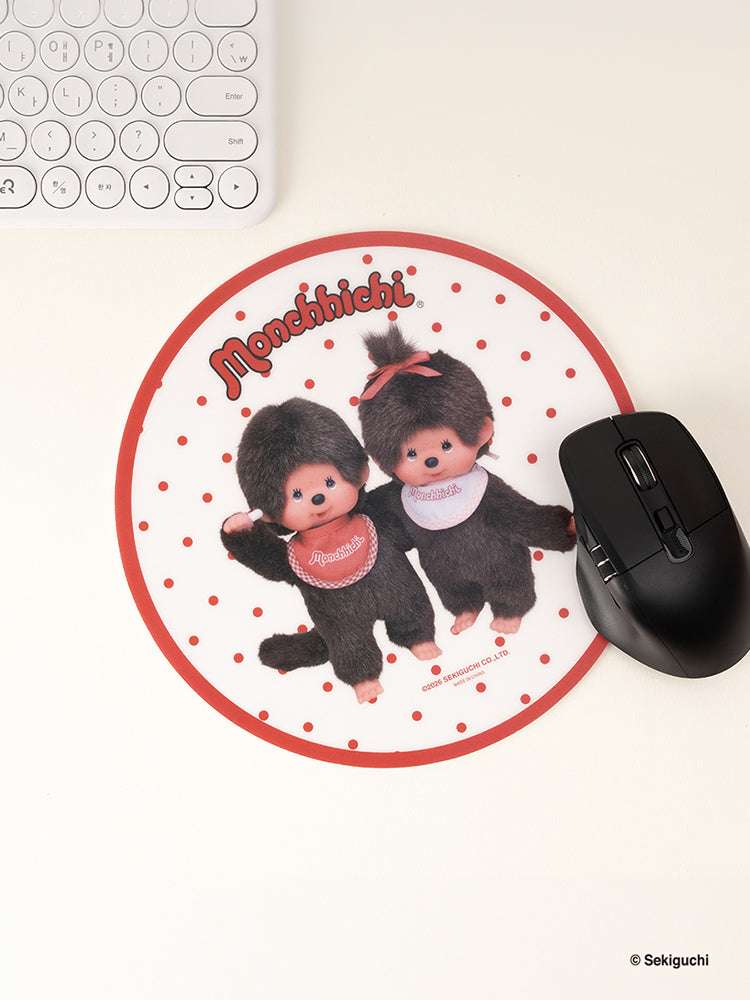 Monchichi Round Dot Mouse Pad