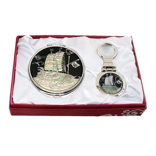 Abalone Mirror and Keyring 2-Piece Set - Geobukseon