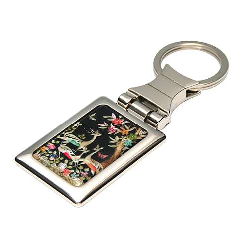 Mother-of-Pearl Square Keyring - Deer