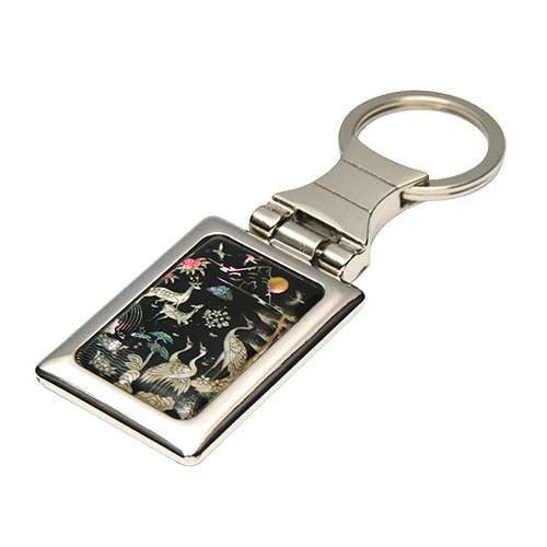 Mother-of-Pearl Square Keyring - Ten Symbols of Longevity