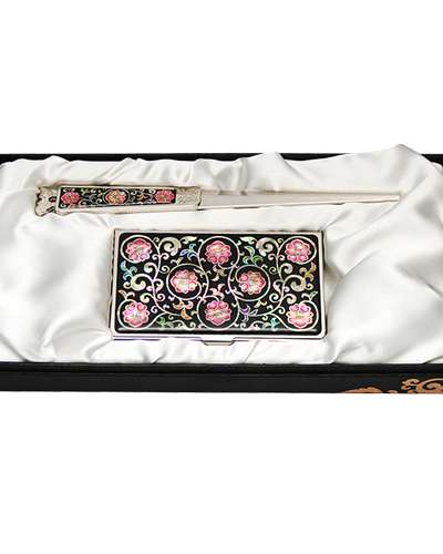 螺鈿名刺ケース ジカル 2種 唐草花