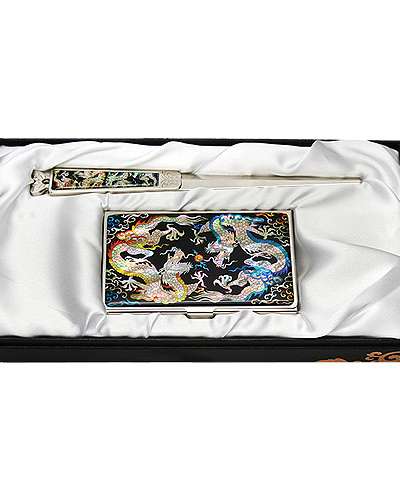 螺鈿名刺入れ 紙切り 2種セット 双龍