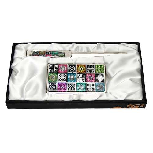 Mother-of-Pearl Business Card Case and Letter Opener Set (2-piece) - Munsoo Bok