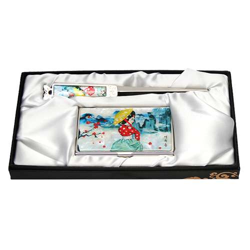 Mother-of-Pearl Business Card Case and Letter Opener Set (2 types) - Eoudong