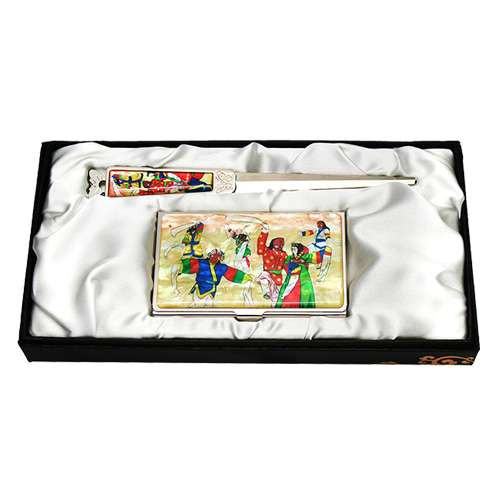 Mother-of-Pearl Business Card Case and Letter Opener Set - Talchum 2 Types