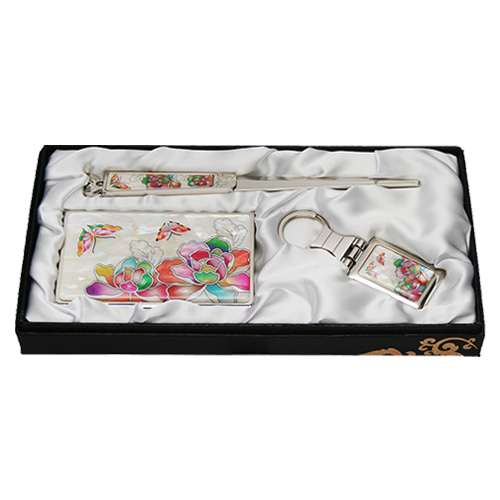 Mother-of-Pearl Business Card Letter Opener Set of 3 - White Peony