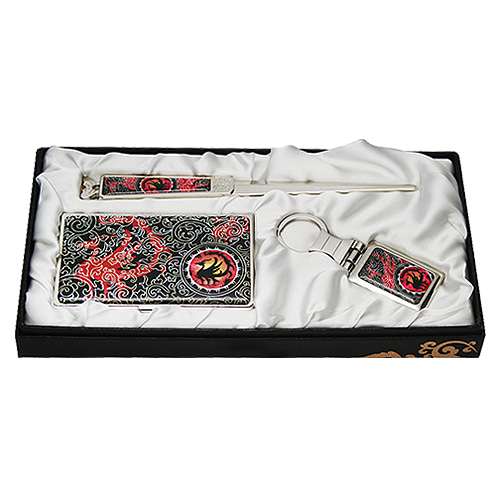 Mother-of-Pearl Business Card Case Knife 3-Piece Set Three-Legged Crow 2