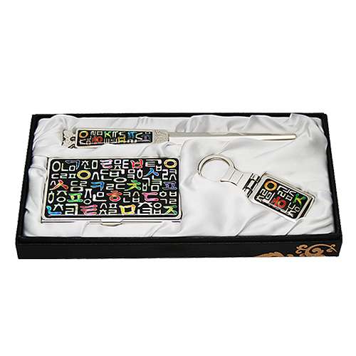 Mother-of-Pearl Business Card Case Jical 3-Piece Set Korean Hangul