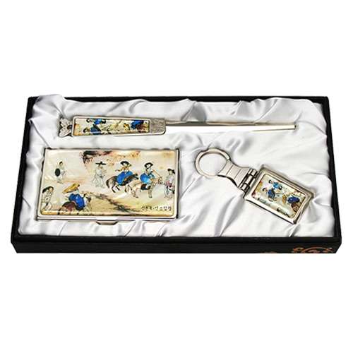 Mother-of-Pearl Business Card Case Jigkal 3-Piece Set Yeonsodaschung