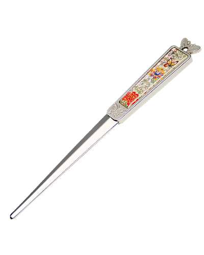 レターオープナー 牡丹と蝶 ホワイト